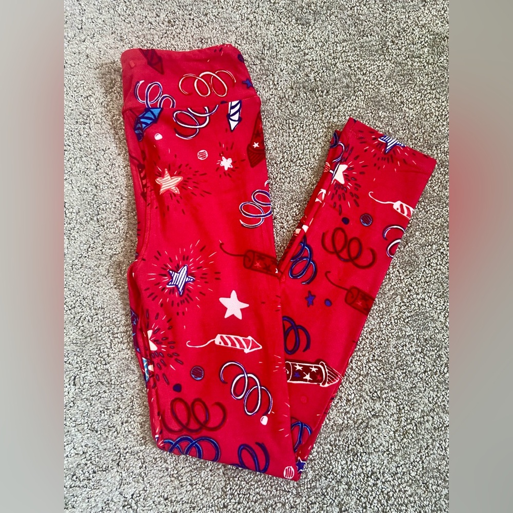 LuLaRoe Kids L/XL Leggings NWOT 4th of July Independence Day Holiday - Picture 6 of 7